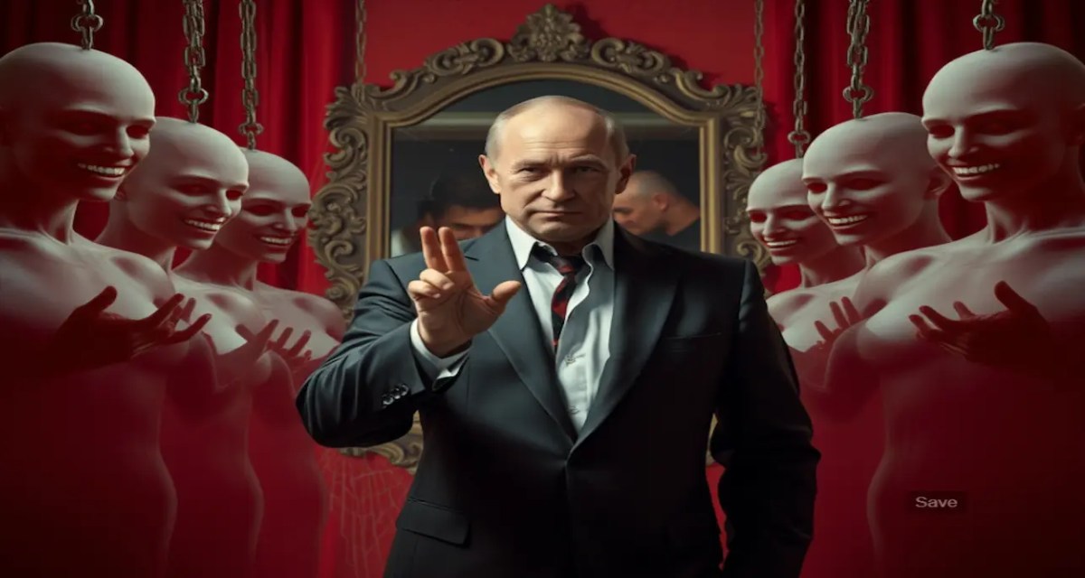 Een donkere, mysterieuze afbeelding waarin een Russische persoon in het midden staat, omringd door halfdoorzichtige, verleidelijke silhouetten die hen lijken te omringen en lokken. Deze silhouetten dragen maskers met brede, charmante glimlachen, die het bedrieglijke karakter van narcistische charme uitbeelden. Hun hoofden, benen en borsten wijzen naar de persoon in het midden, alsof ze hem of haar willen verleiden, maar in hun schaduw schuilt een aura van dreiging, zoals vervaagde kettingen of spinnenwebachtige lijnen die naar de grond dalen. Het centrale figuur heeft een voorzichtig, afwerend gebaar met zijn hoofd en kijkt met een blik van bewustzijn en voorzichtigheid naar de omringende figuren, alsof hij of zij hen doorziet. In de achtergrond zweeft een gebroken spiegel of een reflectie van de gezichten zonder maskers, die het ware gezicht van narcisten onthult: koud, manipulatief, en zelfgericht. De kleurstelling is gedempt en licht rood, met accenten van schaduw en lichtspel om de subtiele gevaren van narcistische manipulatie en het proces van doorzien van deze “verleidelijke val” te benadrukken.